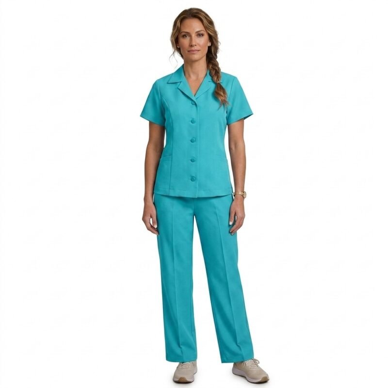 UNIFORME POLISTEL (GALA) TURQUESA GUINDA DAMAS01